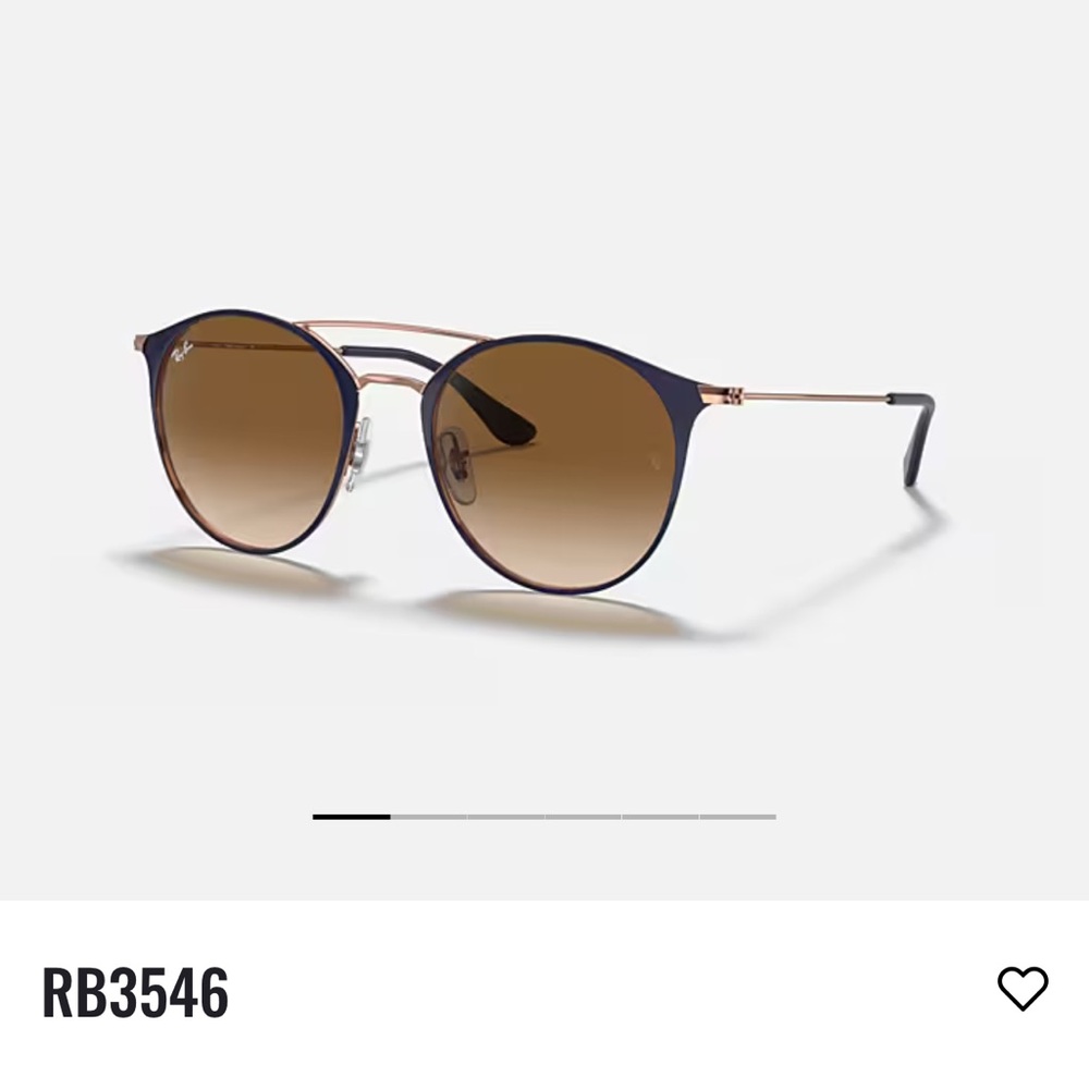 RB3546 Polished Dark Blue On Cooper frame with light brown lenses